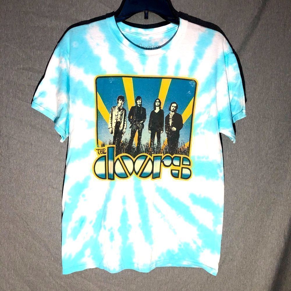 NWT Blue Tye-Dye Style The Doors Short Sleeve Graphic T-shirt Mens Size M